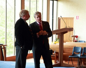 Professor Brian Schmidt speaking to students at Christ Church Grammar School.