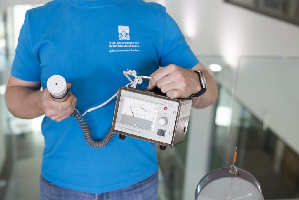 UWA PhD Candidate David Gozzard with some of the equipment that will be used on the flight to the South Pole. Credit: ICRAR.