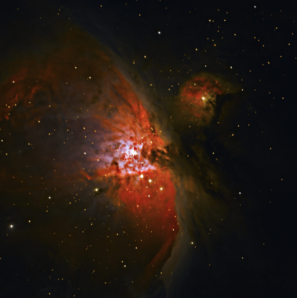 The Orion Nebula taken by Paul Luckas while testing the new SPIRIT 6 telescope, and processed by Colin Eldridge.